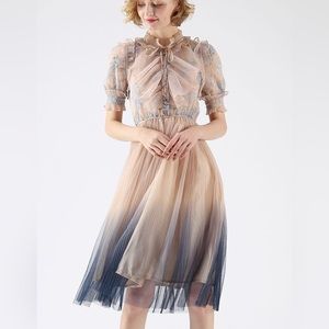 Chicwish NWOT Gradient Pleated Mesh Tulle Dress size S/M